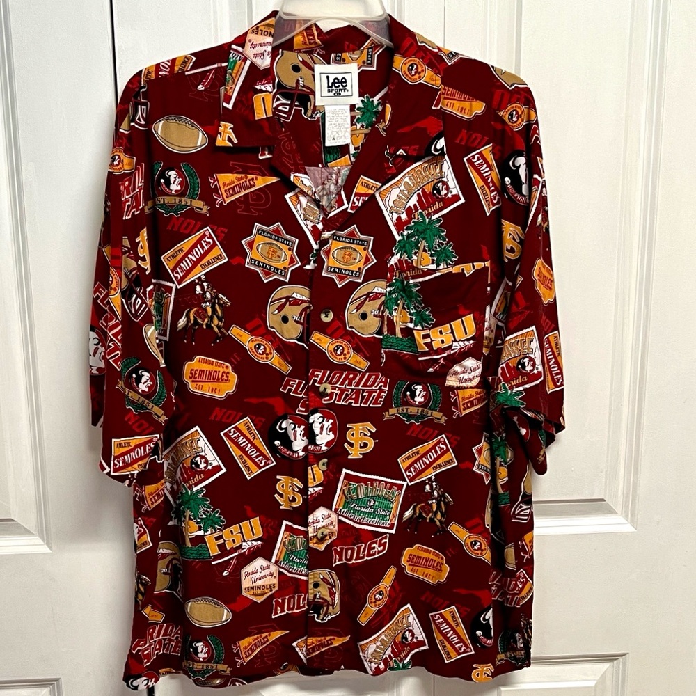 Lee Maroon Florida State Seminoles Graphic Short-Sleeve Button Shirt Size XL